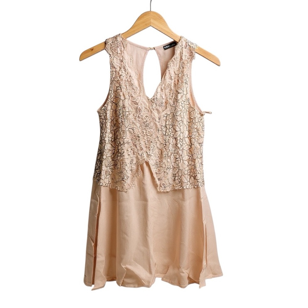 INA Pink Delicate Lace Top Lined Mini Dress Size M